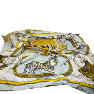Hermès Grand Apparat Yellow Silk Twill Scarf